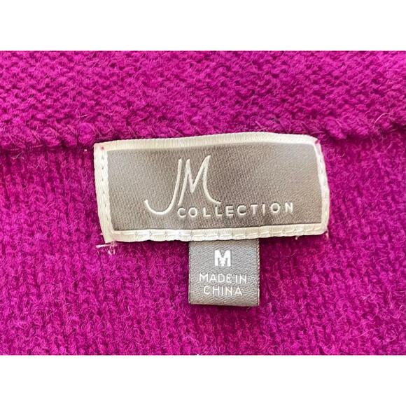 JM Collection Wool Magenta / Purple Open Cardigan / Duster, Jeweled Closure, M - Picture 8 of 12